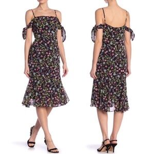Nanette Lepore Floral Midi Dress - Black and Pink